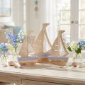 Segelboot Holzdeko maritim 3er Set Natur Hellblau 25,5×16,5cm | Floristik21.de
