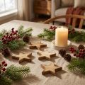 Streudeko Weihnachten Sterne geflammt Holzsterne 5,5cm 12 St | Floristik21.de