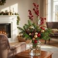 Künstlicher Beerenzweig Rot Kunstzweig Weihnachtsdeko 74cm | Floristik21.de