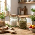 Deko Glas mit Korkdeckel und Löffel Grün Ø7cm H10cm 2St | Floristik21.de
