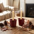 Metall-Stabkerzenhalter Weinrot im Shabby Chic für Tischdeko Ø7cm H6cm 2er-Set | Floristik21.de