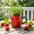 Keramiktasse Erdbeere zum Bepflanzen 10cm Ø6,5cm | Floristik21.de
