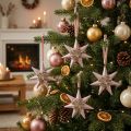 Weihnachtsanhänger Deko Stern zum Aufhängen Rosa 4St | Floristik21.de