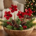 Holzblüte Stecker Rot Deko 9-12cm 45cm 15 Stück Blumen | Floristik21.de