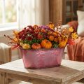 Schale mit Blattdekor, Pflanzgefäß, Herbstdeko, Metalltopf Weinrot L38cm H15cm | Floristik21.de