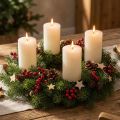 4er Set Rustic Stumpenkerzen Wollweiß, 70x110 mm, durchgefärbt, Selbstlöschend - Ideal für Advent & Festdekoration | Floristik21.de