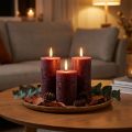 4er Set Burgund Stumpenkerzen durchgefärbt 70x120mm - Dekorative Kerzen für Wohnambiente & Wellness | Floristik21.de