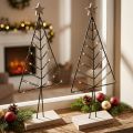 Mini Weihnachtsbaum Metall Holz Schwarz Natur 28cm 2St | Floristik21.de