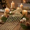 Tischband Gitter Gold Creme Glitter Dekoration B19cm L1,5m für Events & Feste | Floristik21.de