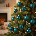 Weihnachtskugeln Glas 6cm Opalblau Matt und Glänzend 24er Set Innenbereich | Floristik21.de