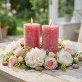 Rosa Stumpenkerzen durchgefärbt, langbrennend, 85x150mm, 2er Set – perfekt für Deko & Geschenk | Floristik21.de