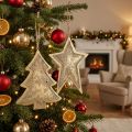 Metallanhänger Tanne und Stern, Christbaumschmuck, Weihnachtsdeko Golden, Antik-Optik H15,5/17cm 4St | Floristik21.de