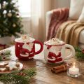 Weihnachtstassen Keramik Set 2 Stk Rot-Weiß Santa Motiv H8,5cm | Floristik21.de