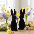 Deko Hase Schwarz Deko-Osterhase Beflockt H29,5cm 2 St | Floristik21.de