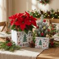 Pflanzgefäß Holz Weihnachtsdeko Weiß, Bunt 20×20/15×15cm 2er-Set | Floristik21.de