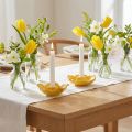 Keramik Stabkerzenhalter in Blütenform Gelb 11 cm – Set aus 2 dekorativen Kerzenständern | Floristik21.de