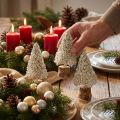 Mini Tannenbaum Deko Set Champagner Weiß Glitzer 8cm 12er Pack | Floristik21.de