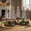 Tannenbaum Deko Filz Beige Rot mit Sternen Herz H21cm Weihnachtsstimmung 4er Set | Floristik21.de