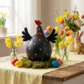 Deko Huhn Schwarz Holzdeko Henne Osterdeko Holz H13cm | Floristik21.de