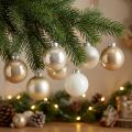 Christbaumkugel-Mix, Weihnachtsdeko, Mini-Baumschmuck Weiß/Perlmutt H4,5cm Ø4cm Echtglas 24 St | Floristik21.de