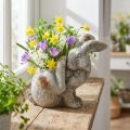 Hasen Blumentopf Beton Antik Grau Deko für Ostern 33.5x17x29.5cm | Floristik21.de