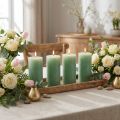 Jade Grün Stumpenkerzen durchgefärbt, Hochwertige Dekokerzen 70x120mm, Stilvolle Tischdeko und Geschenkidee, 4er Set | Floristik21.de