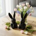 Hase denkend Hasenbüste Schwarz 7×6×15cm 2St | Floristik21.de