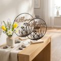 Deko-Ring Willkommen Schwarz Natur Ø20cm 2St Tischdeko Frühling Sommer | Floristik21.de