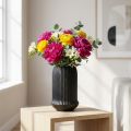 Keramik Vase mit Rillen Schwarz Keramikvase Ø13cm H20cm | Floristik21.de