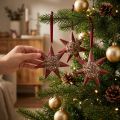 Weihnachtsanhänger Deko Stern zum Aufhängen Bordeaux 4 St | Floristik21.de