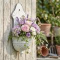 Shabby Chic Wandschale Metall Halbrund Weiß 24cm×10cm×47cm | Floristik21.de