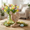 Huhn aus Holz, Frühlingsdeko, Osterfigur Natur, Weiß gewaschen H26cm | Floristik21.de