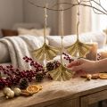 Ginkgoblatt-Anhänger, Adventsdeko, Metalldeko für den Herbst Golden L12cm 12 St | Floristik21.de