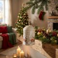 Weihnachtsglocke aus Metall mit Rentier-Motiv 26 cm Weiß Gold | Floristik21.de