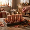 Durchgefärbte Stumpenkerzen Kupfer Metallic Deko 50×100mm 4er Set | Floristik21.de
