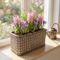 Übertopf Pflanzkasten Keramik Schale Braun, Weiß 23×11×11cm | Floristik21.de