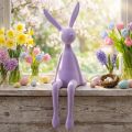 Kantenhocker Hase beflockt Flieder Osterdekoration 56cm | Floristik21.de