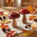 Deko Fliegenpilz Holz Herbstdeko Glückspilz Tischdeko Ø13cm H16cm 2er Set | Floristik21.de