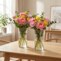Glasvase Retro Klar Zylindrisch Blumen & Deko Ø12cm H24cm 2er-Set | Floristik21.de