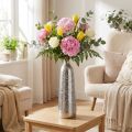 Deko Vase Metall Gehämmert Blumenvase Silber Ø9,5cm H32cm | Floristik21.de