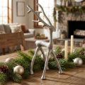 Elegante Rentier-Dekofigur aus Metall in Grau-Beige für moderne Weihnachtsdekoration, Höhe 27,5 cm | Floristik21.de
