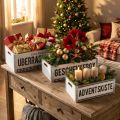 Dekokiste Weihnachten Karo MDF Metall 45,5/38,5/29cm 3er-Set | Floristik21.de