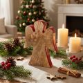 Engel Dekofigur Holz Rot, Natur 15cm | Floristik21.de