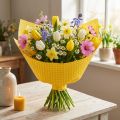 Manschettenpapier Seidenpapier Blumenpapier Gelb Karo 25cm 100m | Floristik21.de