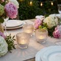 6er Set Windlichter Glas klar mit Rillen Ø7cm - Atmosphärische Tischdeko für Events und Zuhause | Floristik21.de