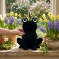 Dekofrosch, Froschkönig, Frühlingsdeko, Frosch mit Goldkrone Schwarz 40,5cm | Floristik21.de