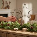 Große Stern-Dekorationen auf natürlichem Holzsockel – Schwarz, 60 cm – Elegante Raumdeko 30x10x60cm 2St | Floristik21.de