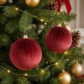 Weihnachtskugel Samtoptik Rot 20 cm aus Styropor mit Textilüberzug 3er-Set | Floristik21.de