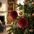 Weihnachtskugel Samt Rot 25cm 2er-Set für Innen | Floristik21.de