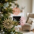 Schneeflocken Holz Baumschmuck Orange 10cm 12 Stk Deko Weihnachten | Floristik21.de